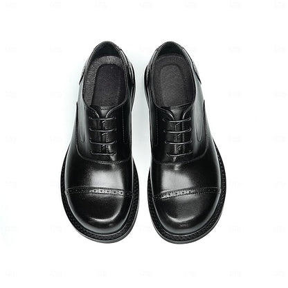Toe Oxford Genuine Men's First Shoes- Leather Dress Cap