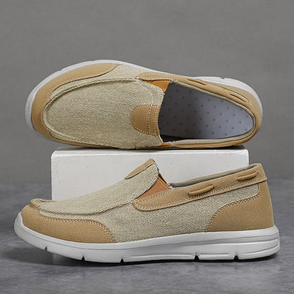 Men's Beige Canvas Slip-On Loafers – Lightweight