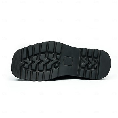 -Classic Cowhide Leather Suede Business Loafers Men's