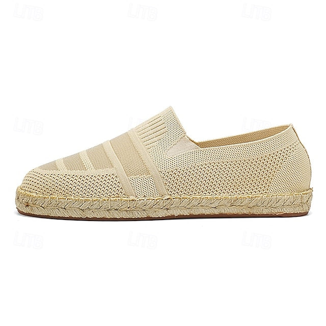 Men's Beige Vacation Espadrilles with Woven Design –