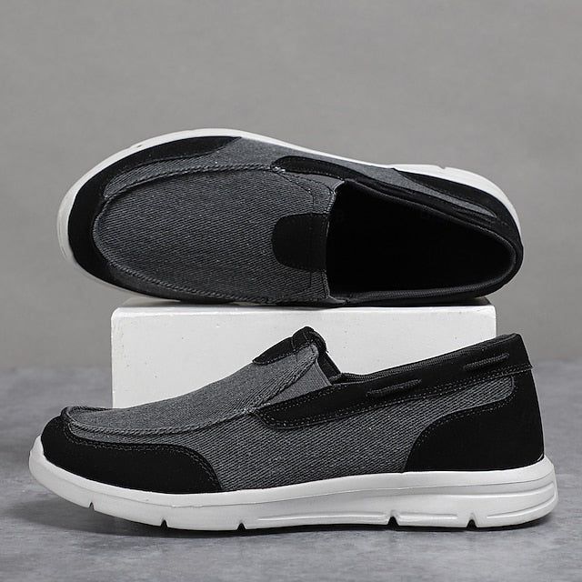 Men's Beige Canvas Slip-On Loafers – Lightweight