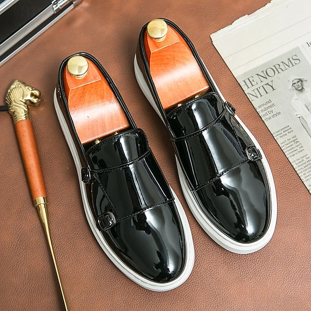 Men's White Monk Strap Slip-On Loafers – Elegant Casual