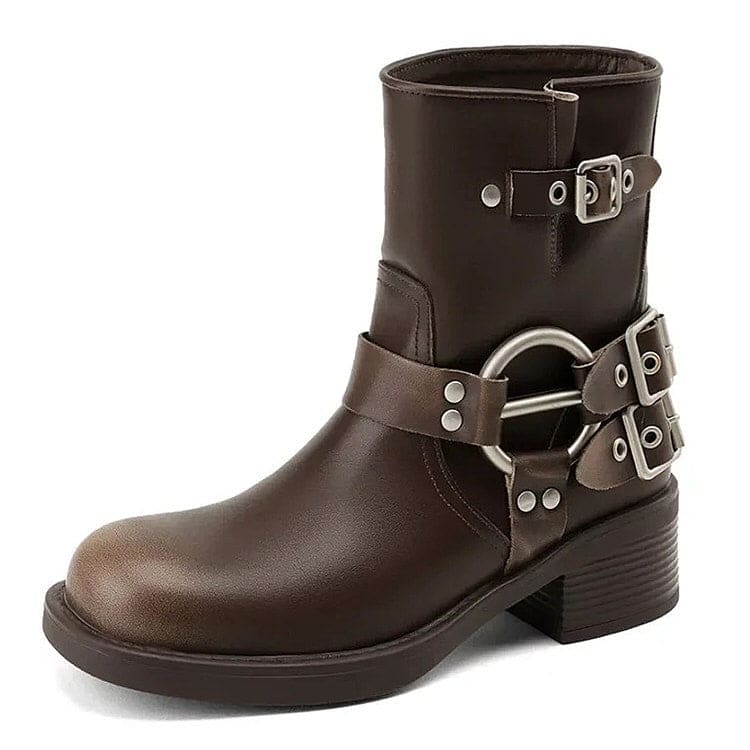 Motorcycle Buckle Boots - Boots