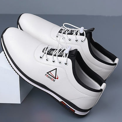 Men's White and Black Lace-Up Sneakers – Trendy Sports