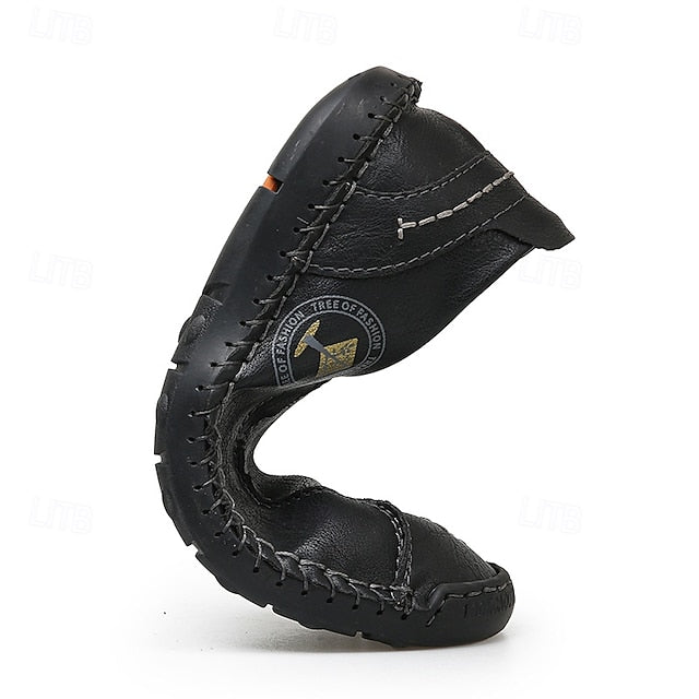 Men's Beige Genuine Faux Leather Moccasins – Handmade