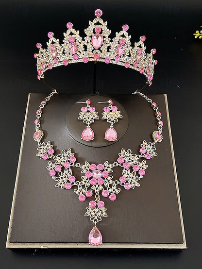 Elegant – Tiara Jewelry and Silver Rhinestone Set Women's