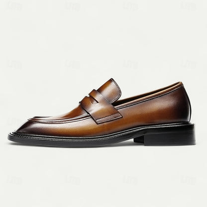 Men's Formal Leather Shoes in Brown and Tan with Wingtip