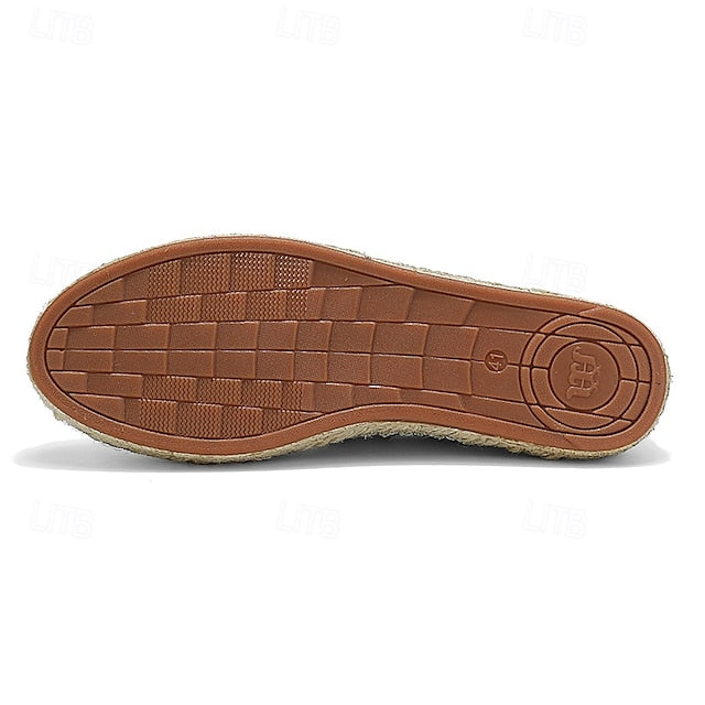 Men's Beige Vacation Espadrilles with Woven Design –