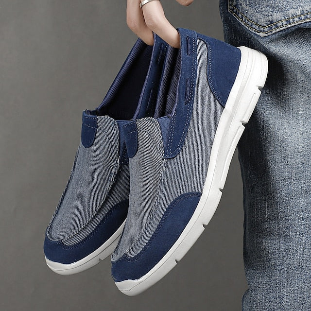 Men's Beige Canvas Slip-On Loafers – Lightweight