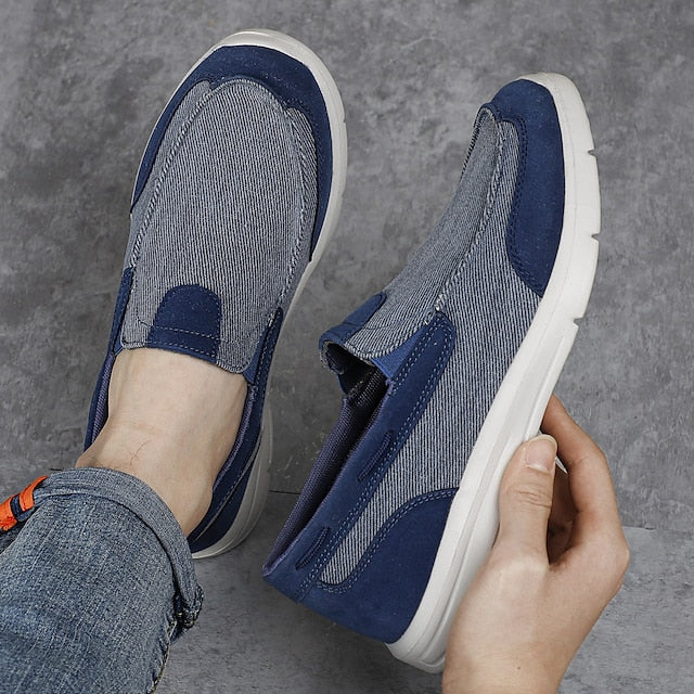 Men's Beige Canvas Slip-On Loafers – Lightweight