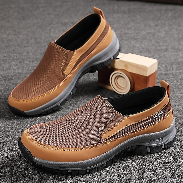 Men's Breathable Mesh Slip-on Sneakers with Rubber Sole -