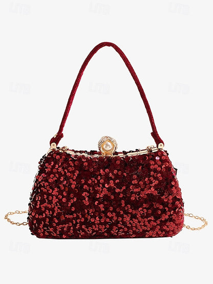 Pearl Sequin Black Accent – with Clutch Women's Evening