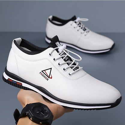 Men's White and Black Lace-Up Sneakers – Trendy Sports