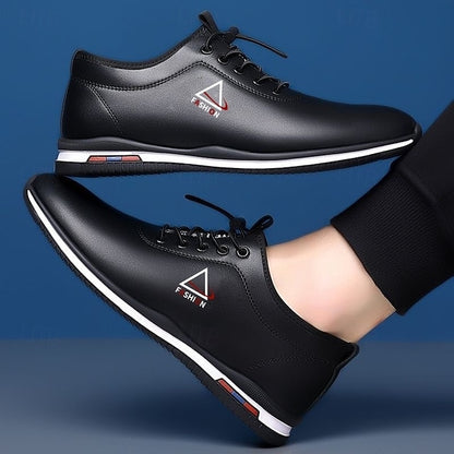 Men's White and Black Lace-Up Sneakers – Trendy Sports