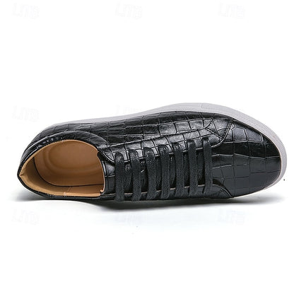 Men's White Crocodile Pattern Casual Sneakers – Stylish