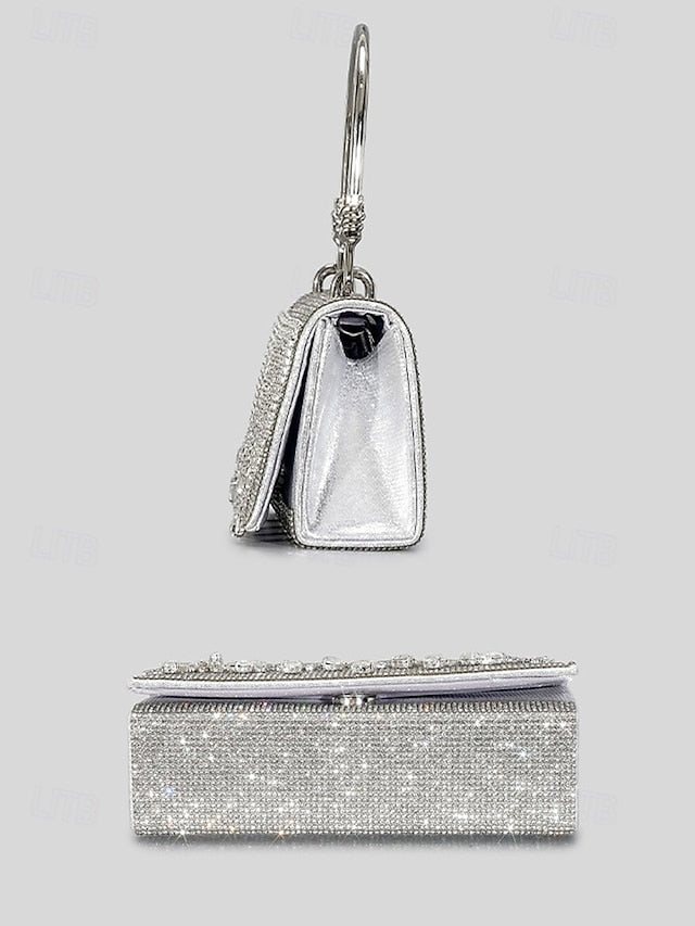 Crystal Handbag Women's with Silver Evening Elegant Chain