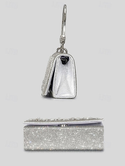 Crystal Handbag Women's with Silver Evening Elegant Chain