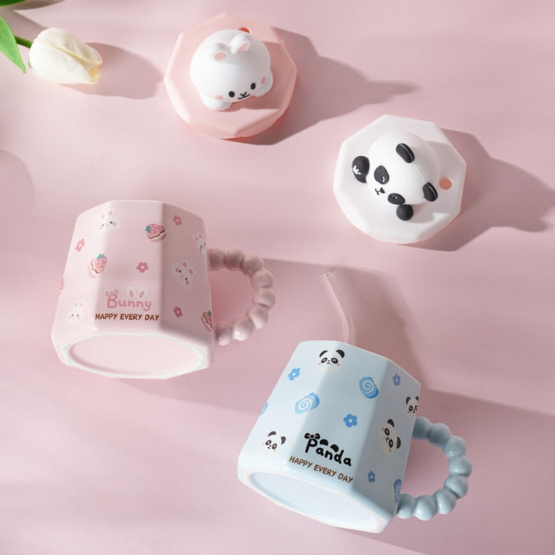 Pastel Animal Mug & Straw Set