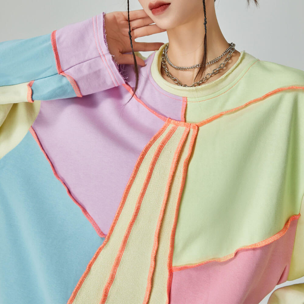 pastel patchwork oversized sweatshirt boogzel clothing