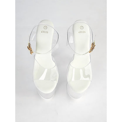 Heel - Sandals Platform Strap Transparent Clear High with Ankle