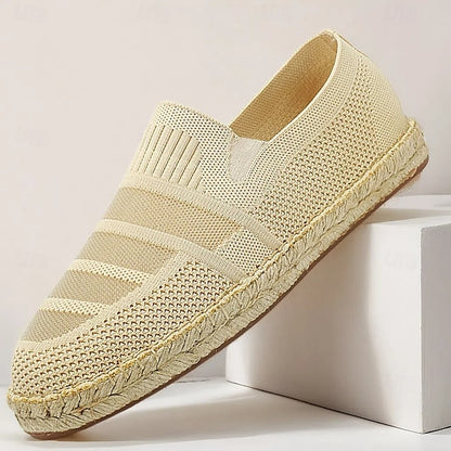 Men's Beige Vacation Espadrilles with Woven Design –