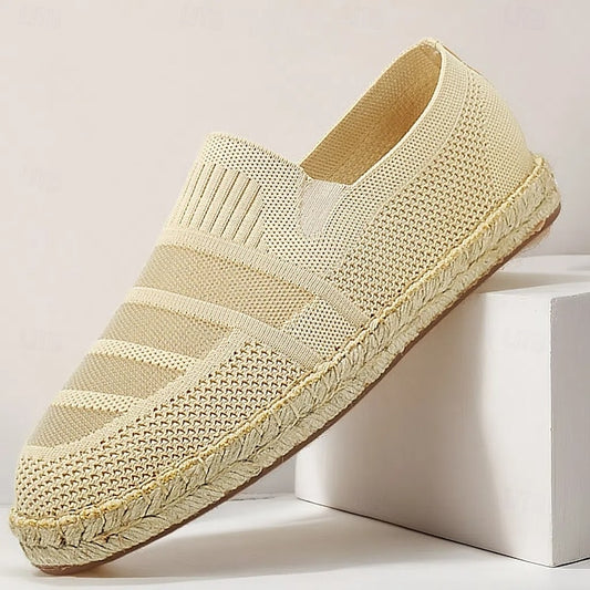 Men's Beige Vacation Espadrilles with Woven Design –