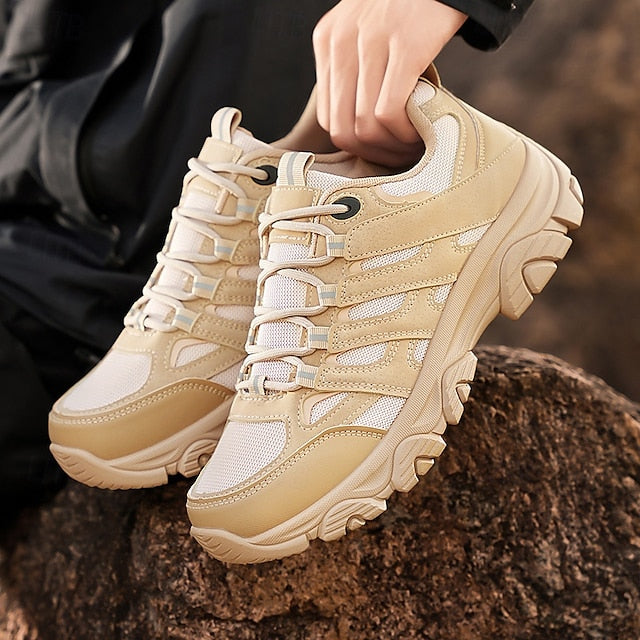 Men's Beige Outdoor Hiking Sneakers - Lightweight