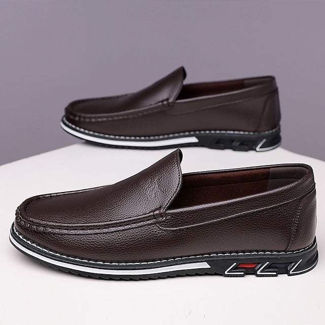 Men's  Blue Faux Leather Slip-On Loafers with Durable Sole