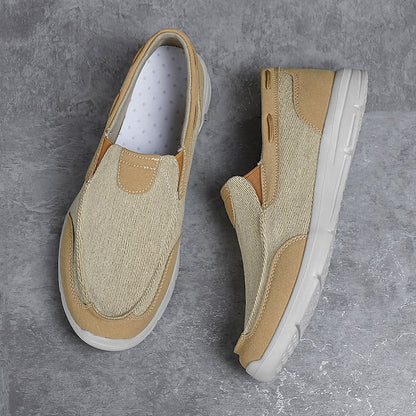 Men's Beige Canvas Slip-On Loafers – Lightweight