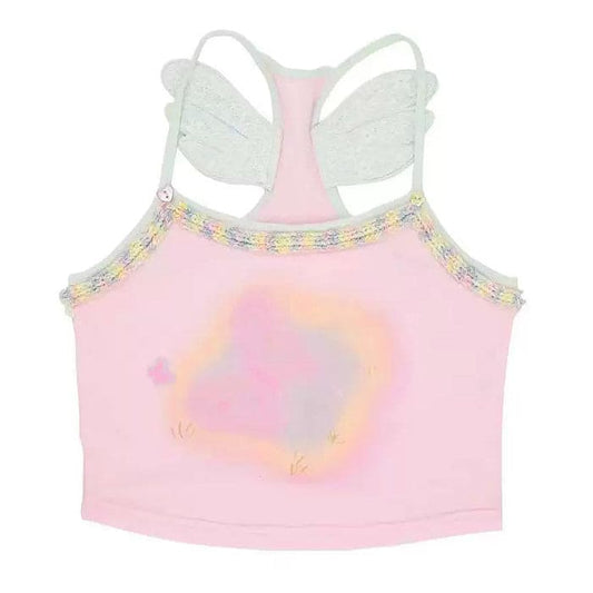 Pink Angel Wings Tank Top - S / Pink - Tops