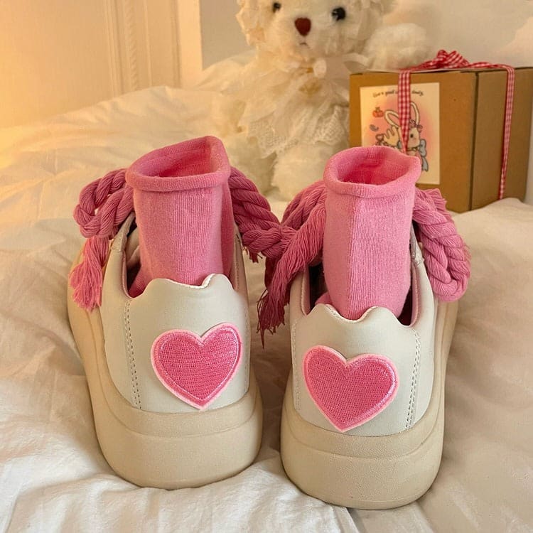 Pink Heart Chunky Sneakers - EU35 (US5.0) / Pink - Sneakers