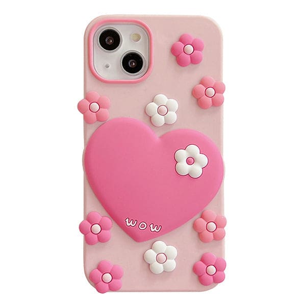 Pink Heart Flowers Phone Case - iPhone 11 / Pink - IPhone