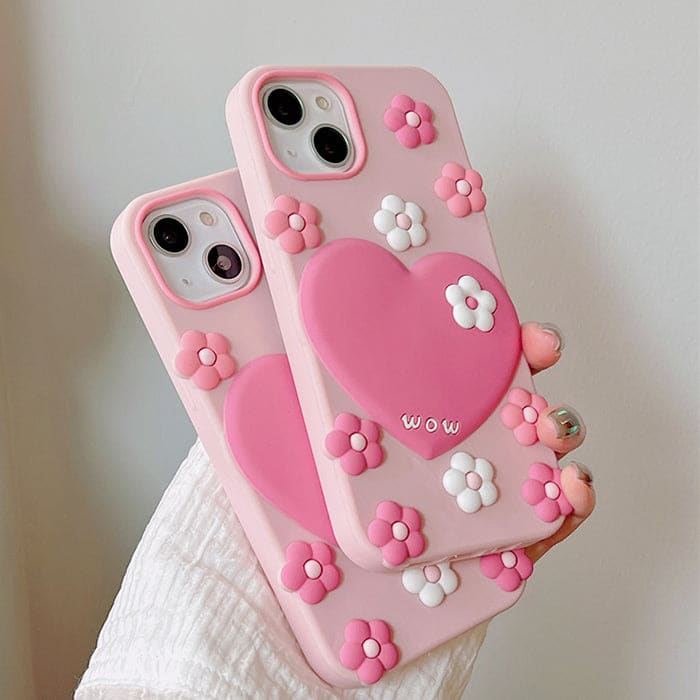 Pink Heart Flowers Phone Case - IPhone Case