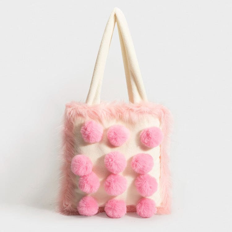 Pink Plush Ball Bag - Standart / Pink - Bags