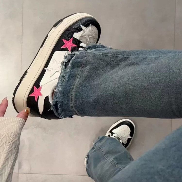 Pink Star Sneakers in Black - Sneakers