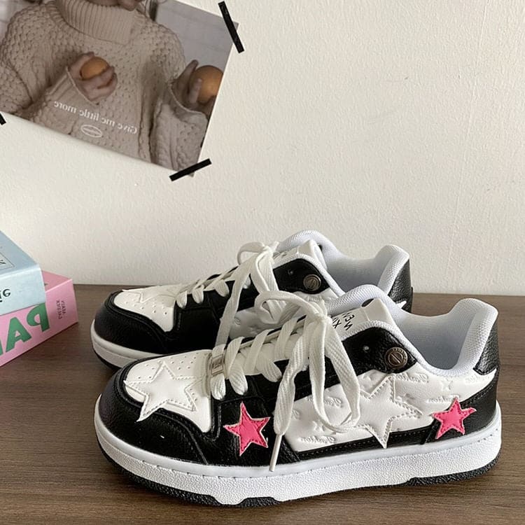 Pink Star Sneakers in Black - Sneakers