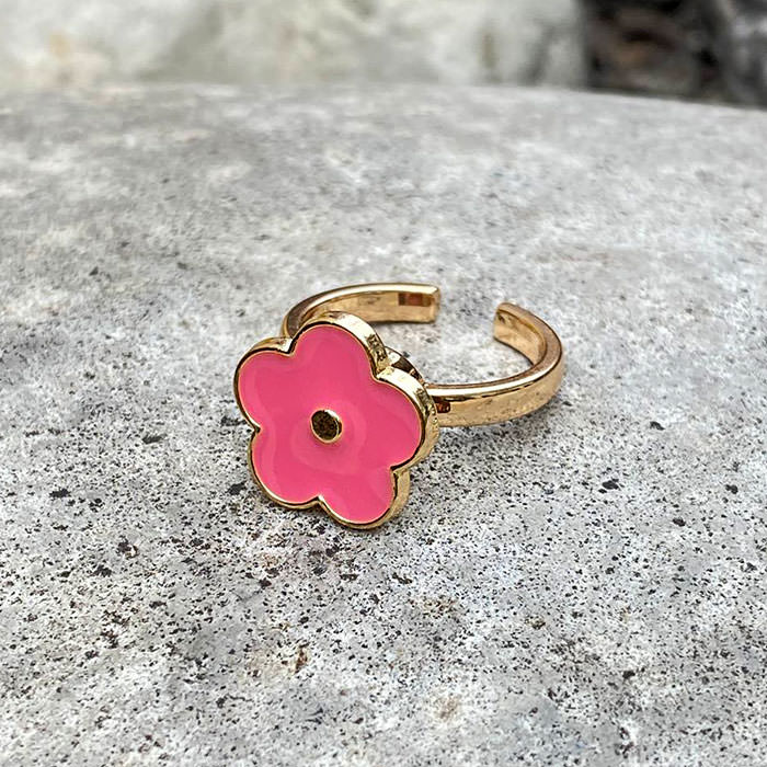 Bague d'anxiété à fleur rose