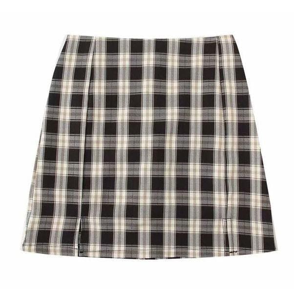 Plaid Striped Skirt - Skirt