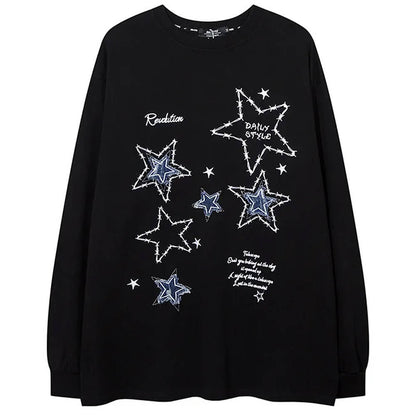 preppy star patch sweatshirt boogzel clothing