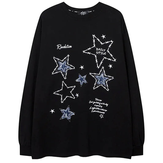 preppy star patch sweatshirt boogzel clothing