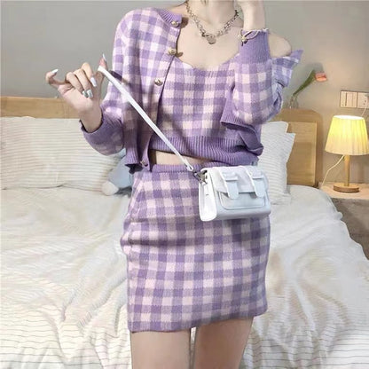 Pretty Prepstar Plaid Outfit Set