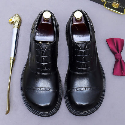 Toe Oxford Genuine Men's First Shoes- Leather Dress Cap