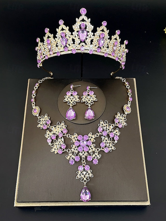 Elegant – Tiara Jewelry and Silver Rhinestone Set Women's