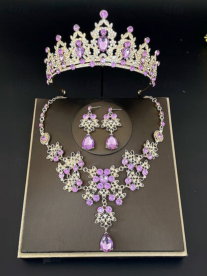 Elegant – Tiara Jewelry and Silver Rhinestone Set Women's