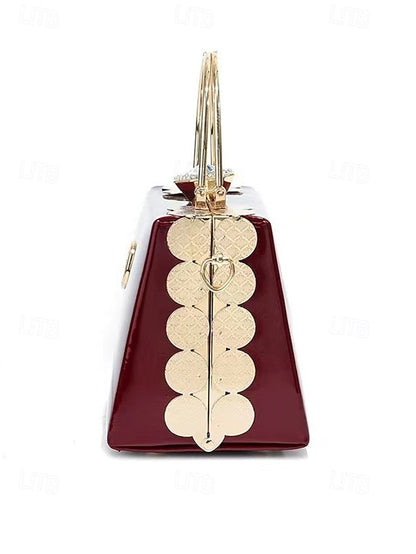 Leather Gold with Handbag Women's Evening Burgundy Patent