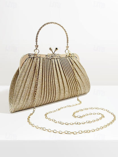 Purse Vintage Evening Clutch Women's Glitter with Pleated