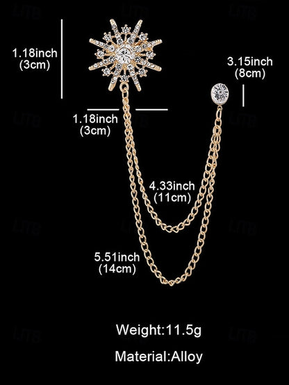 Star with Chains Pin Lapel – Stylish Crystal Gold Elegant