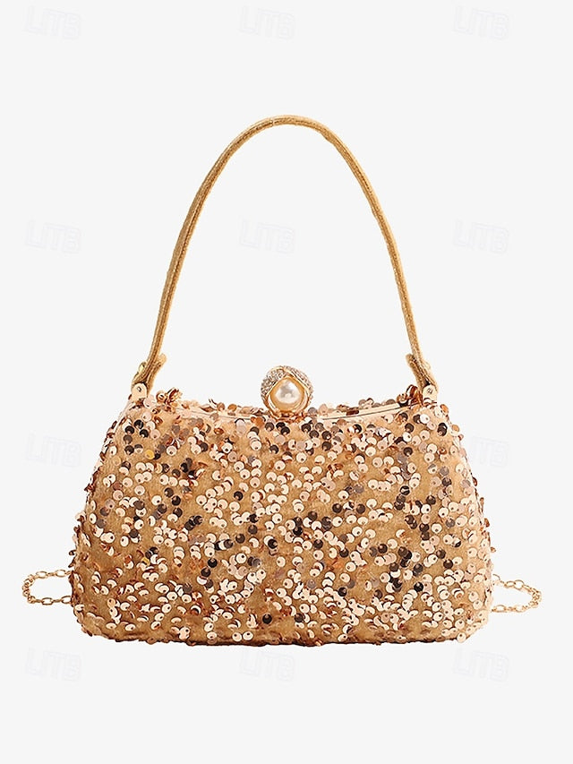 Pearl Sequin Black Accent – with Clutch Women's Evening