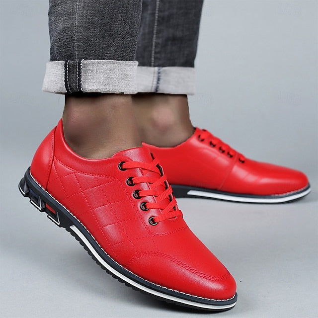 Men's Quilted Blue Faux Leather Sneakers - Stylish Lace-Up