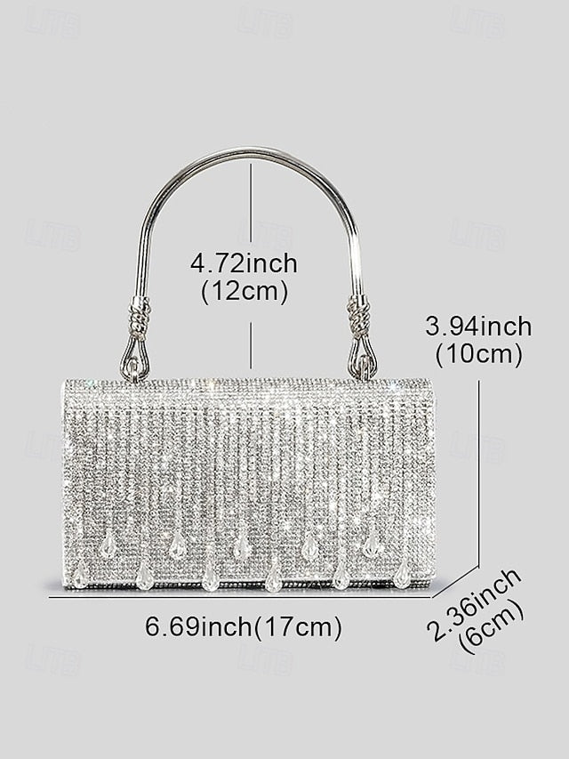 Crystal Handbag Women's with Silver Evening Elegant Chain